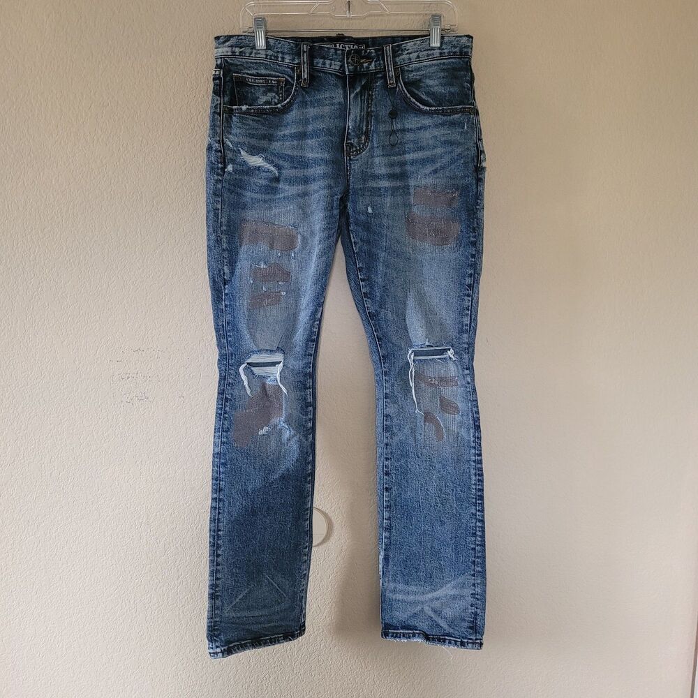 Affliction Men's Straight Jeans in Distressed Blue Wash- Men31